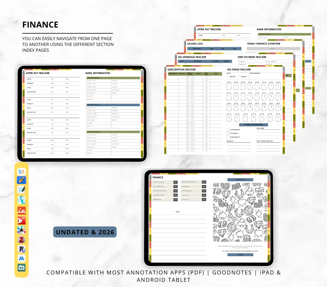 2026 & Undated Reusable All In One Digital Planner | Hyperlinked Life Planner Bundle