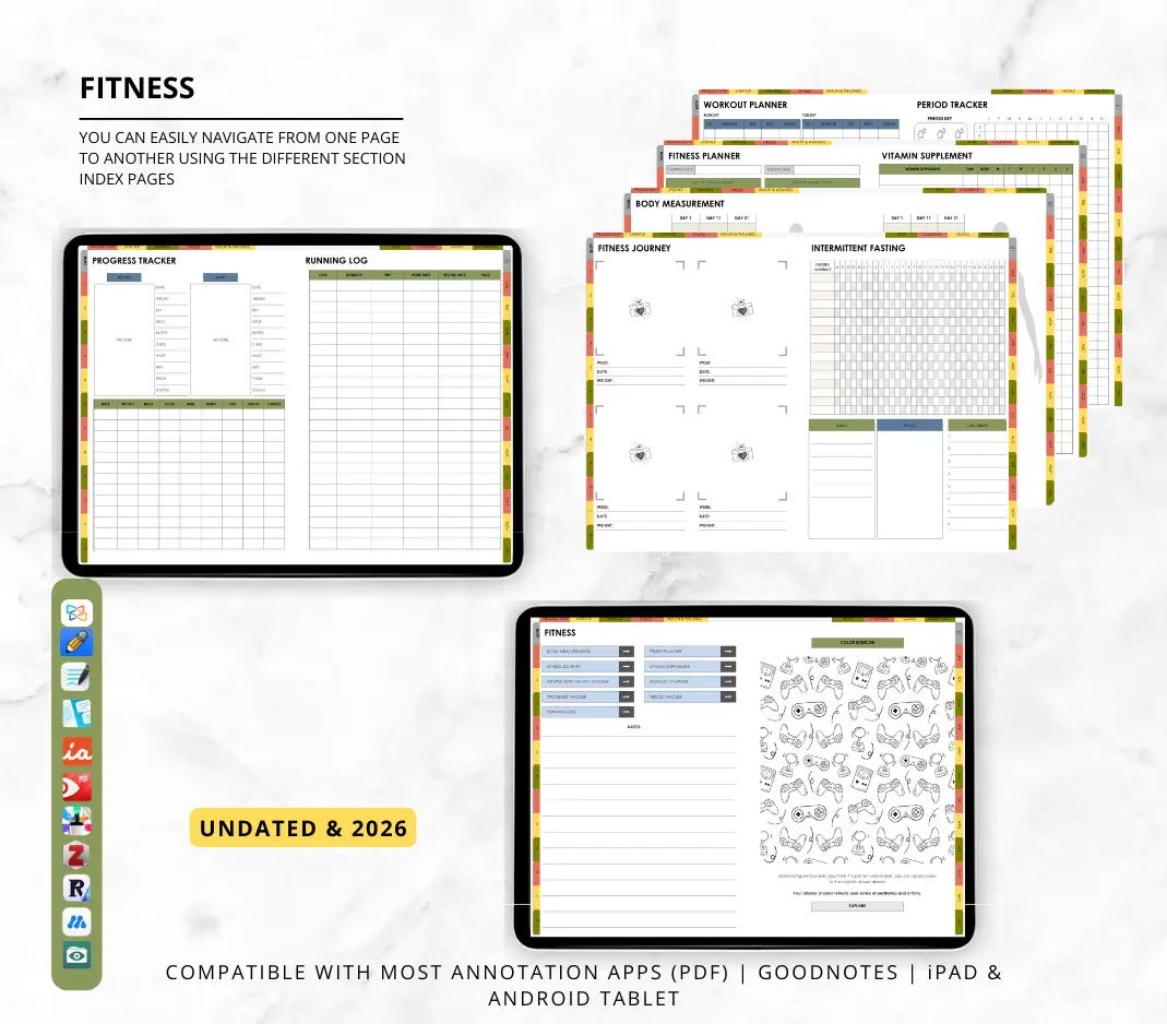 2026 & Undated Reusable All In One Digital Planner | Hyperlinked Life Planner Bundle